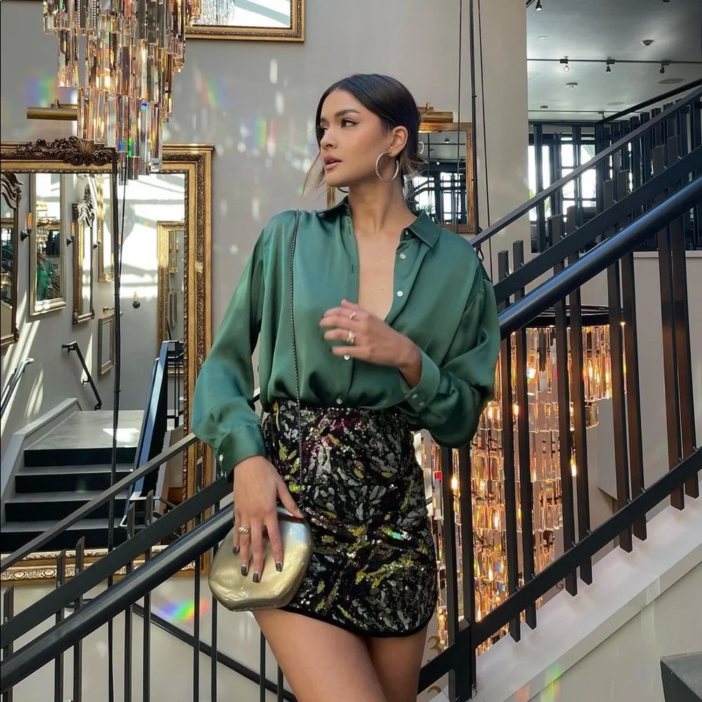 Zara multicolored short sequin skirt - Picture 5 of 10